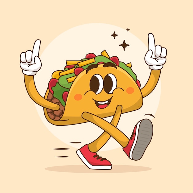 Free vector hand drawn taco cartoon illustration