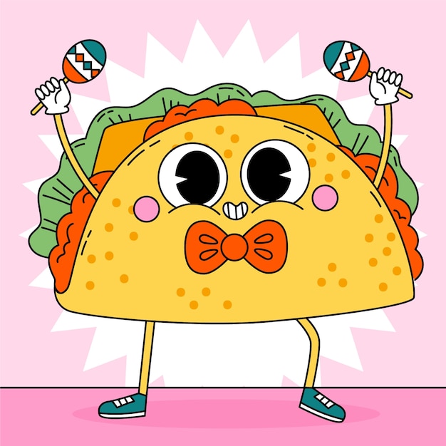 Free Vector hand drawn taco cartoon illustration