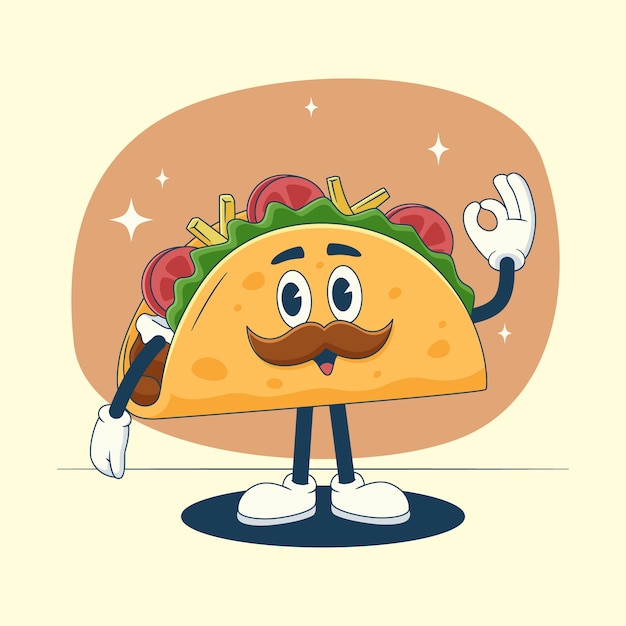 Free Vector hand drawn taco cartoon illustration