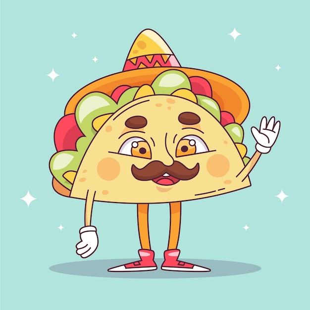 Free vector hand drawn taco cartoon illustration