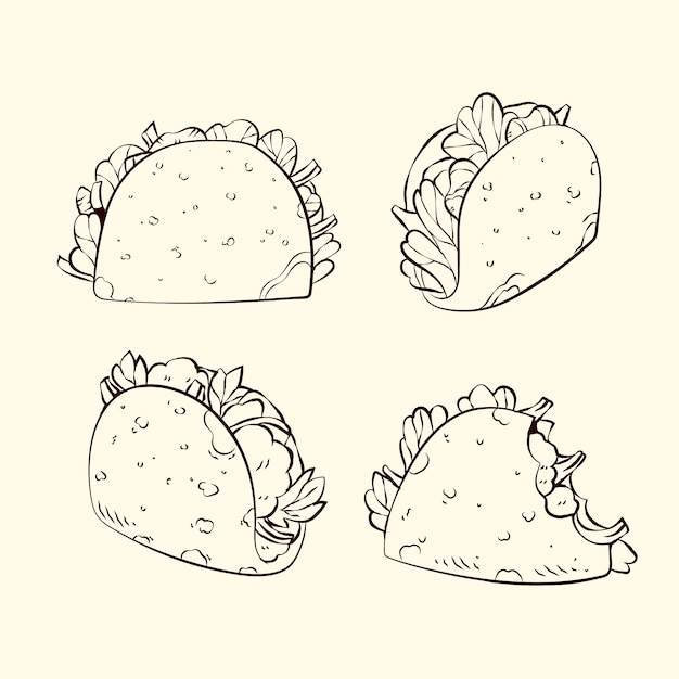 Free vector hand drawn taco  outline illustration