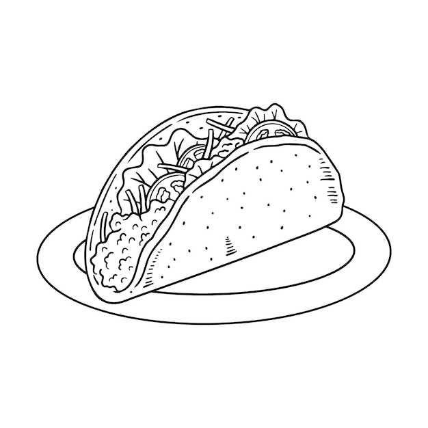 Hand drawn taco outline illustration