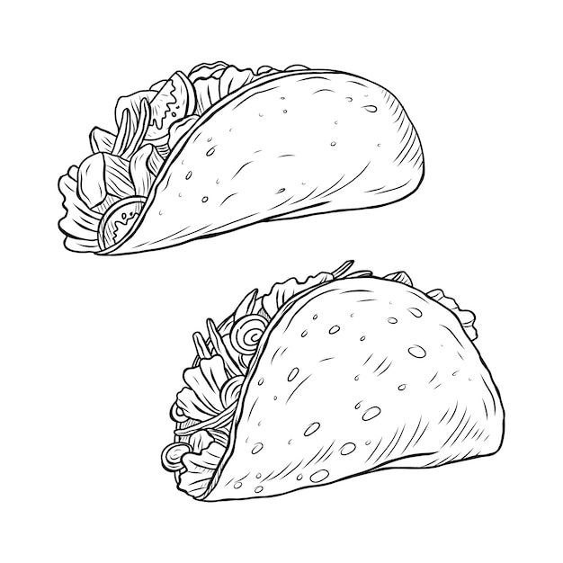 Free Vector hand drawn taco outline illustration