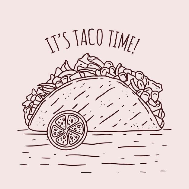 Free Vector hand drawn taco outline illustration