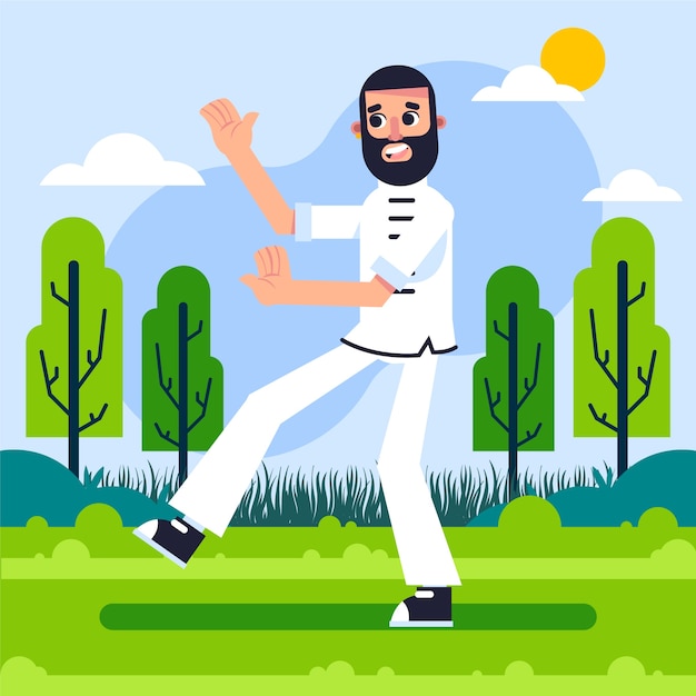 Free Vector hand drawn tai chi illustration