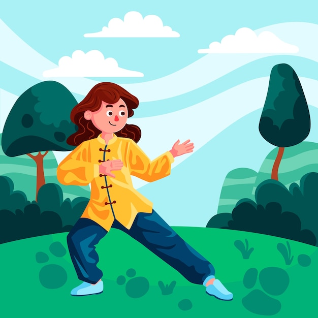 Free Vector hand drawn tai chi illustration