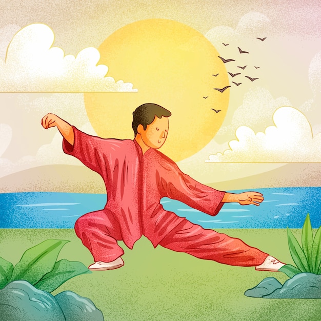 Free Vector hand drawn tai chi illustration