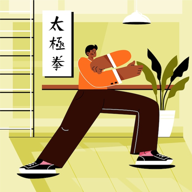 Free Vector hand drawn tai chi illustration