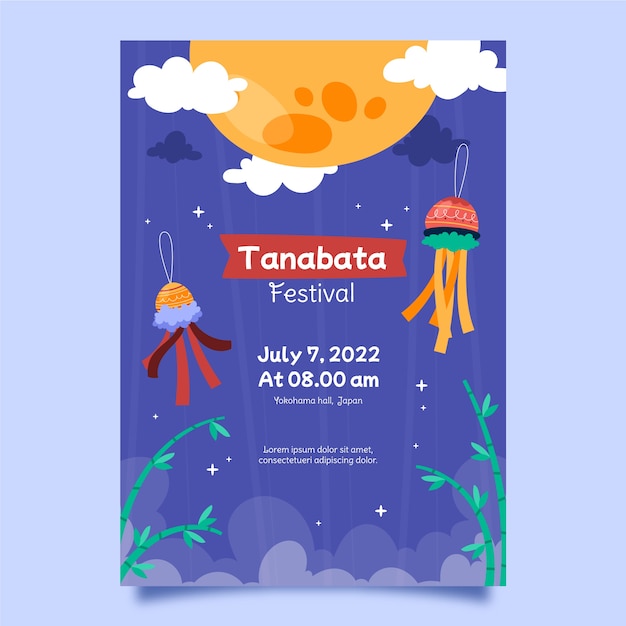 Hand drawn tanabata festival poster