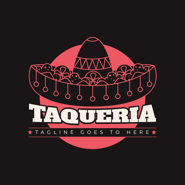 Hand drawn taqueria logo template