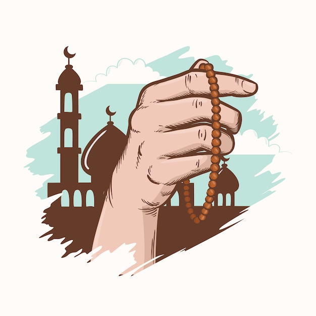 Hand drawn tasbih illustration