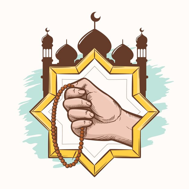 Hand drawn tasbih illustration