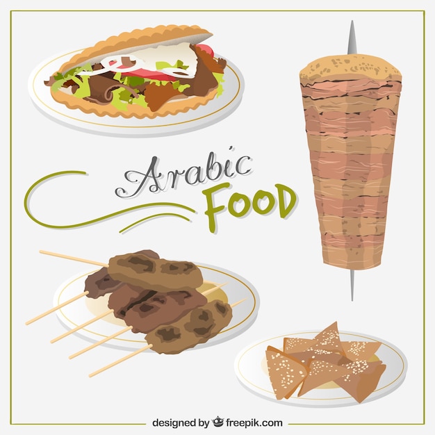 Free Vector hand drawn tasty arab food menus