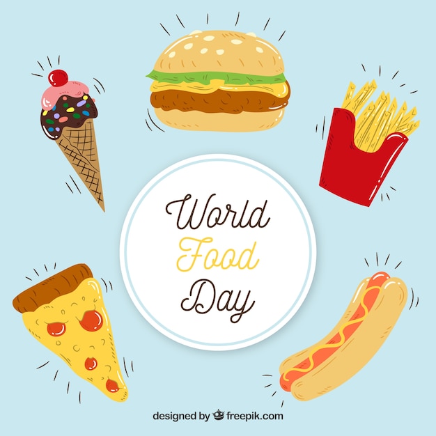 Free vector hand drawn tasty fast food