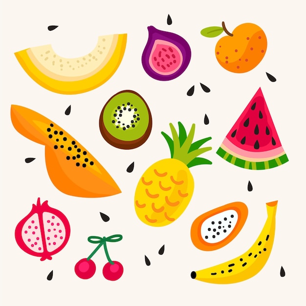 Free Vector hand drawn tasty fruit collection