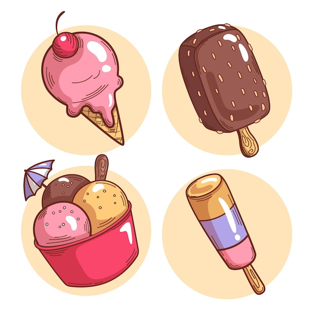 Hand drawn tasty ice cream collection