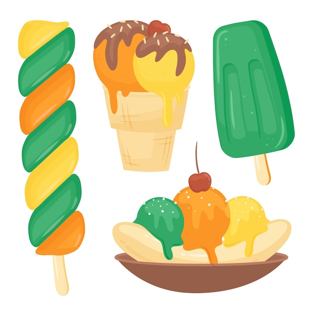 Free Vector hand drawn tasty ice cream pack