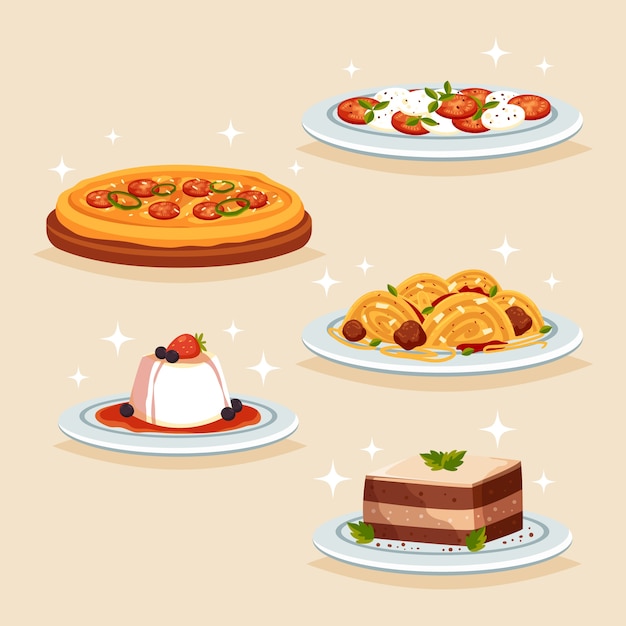 Free Vector hand drawn tasty italian food collection