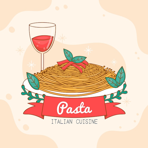 Free Vector hand drawn tasty pasta italian cuisine