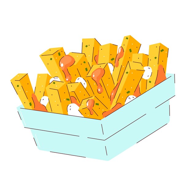 Hand drawn tasty poutine illustrated