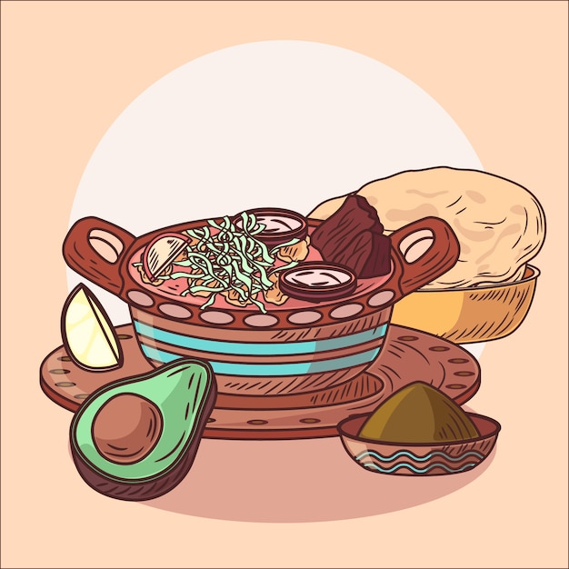 Free Vector hand drawn tasty pozole illustration