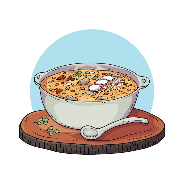 Hand drawn tasty pozole illustration