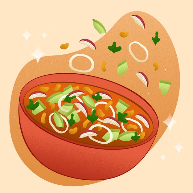 Hand drawn tasty pozole illustration