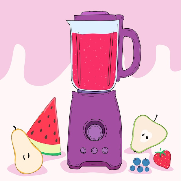 Free vector hand drawn tasty smoothie in blender glas