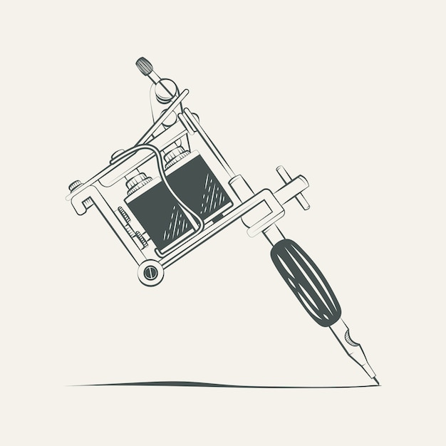 Hand drawn tattoo gun drawing illustration