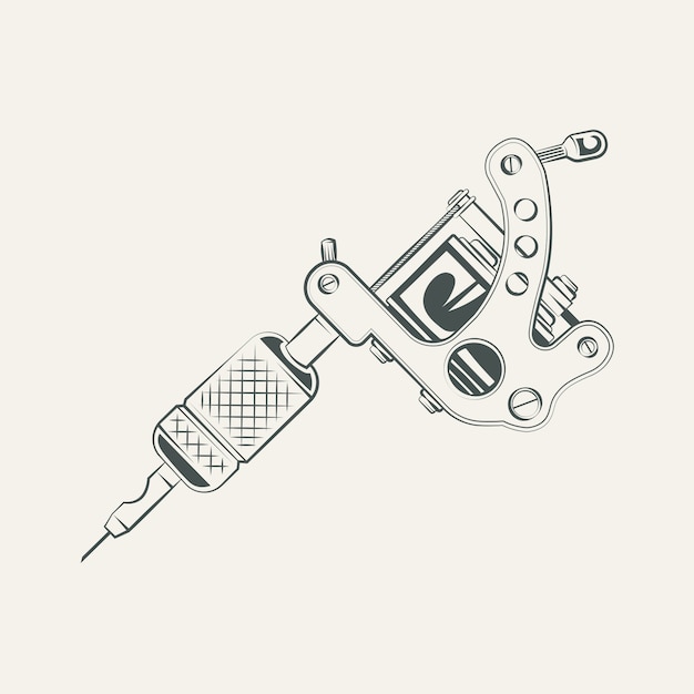 Hand drawn tattoo gun drawing illustration