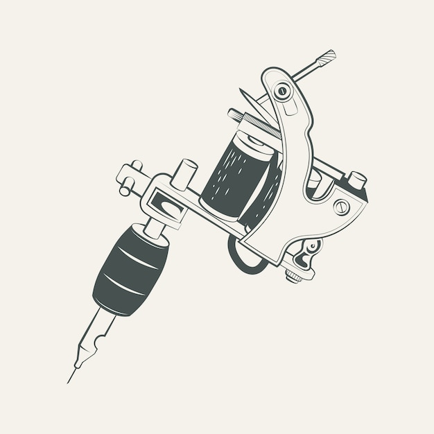 Hand drawn tattoo gun drawing illustration