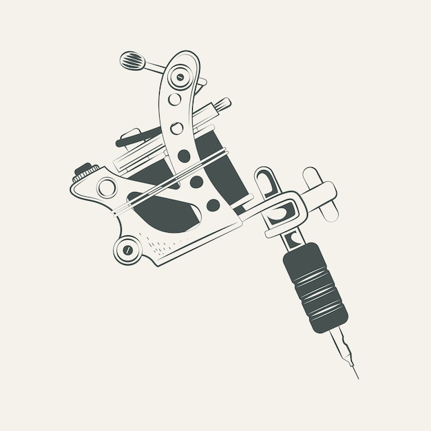 Hand drawn tattoo gun drawing illustration