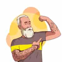 Free vector hand drawn tattooed old people illustration