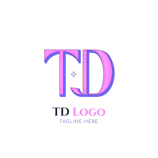 Free Vector hand drawn td logo template