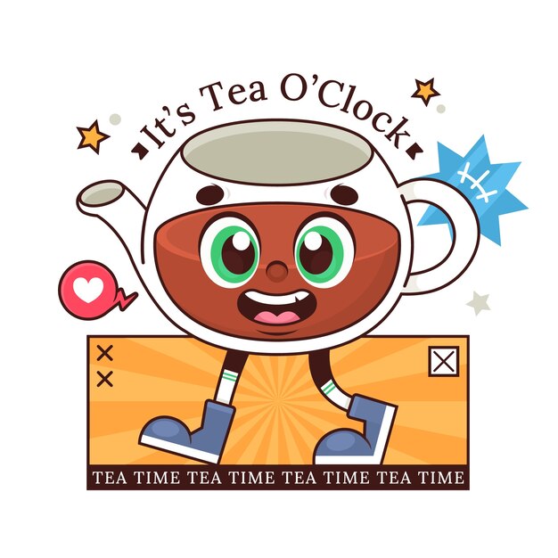 Hand drawn tea  cartoon illustration