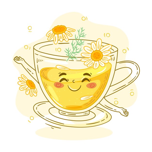 Hand drawn tea cartoon illustration