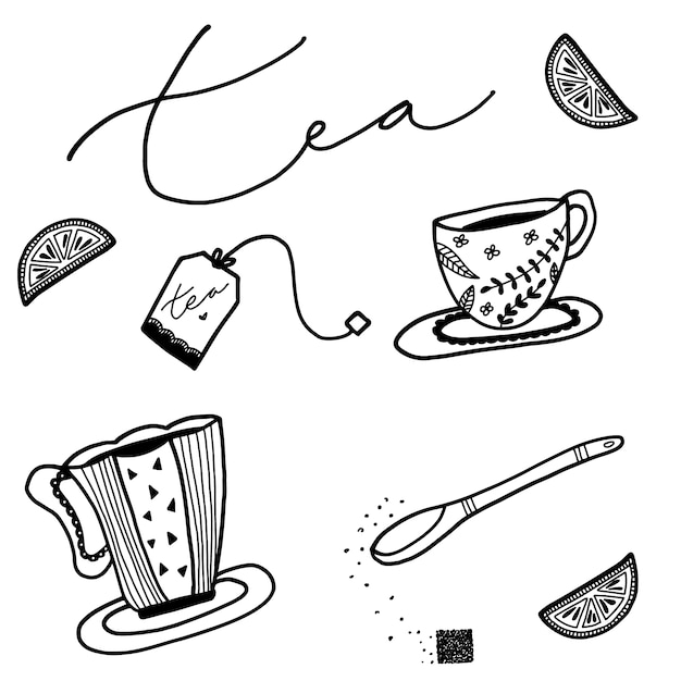 Hand drawn tea elements