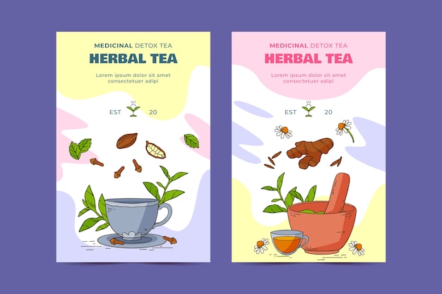 Free Vector hand drawn tea packaging template