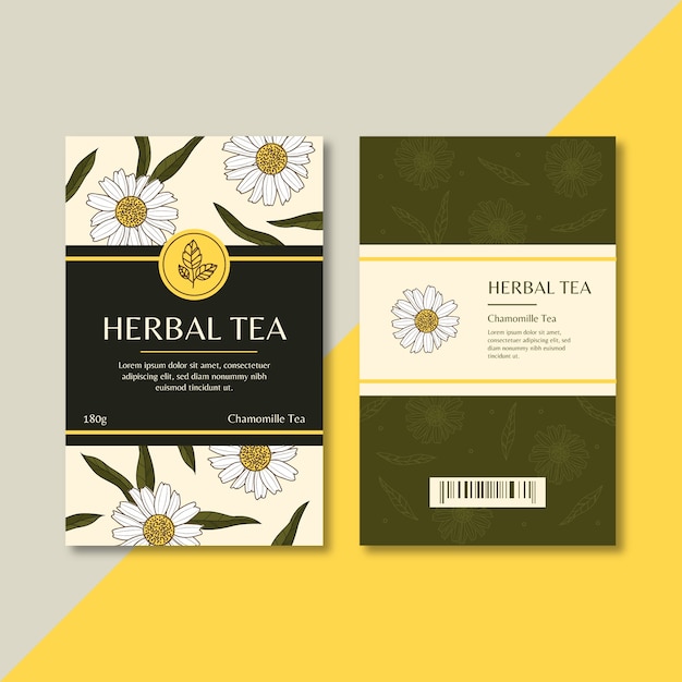 Free Vector hand drawn tea packaging template