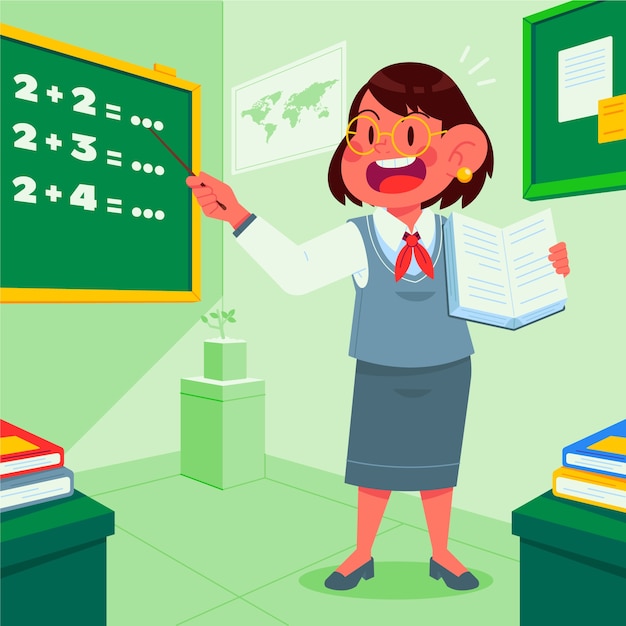 Free vector hand drawn teacher cartoon illustration