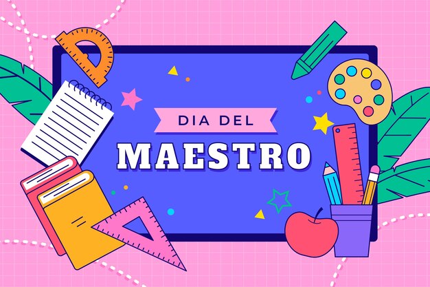 Hand drawn teacher's day background in spanish