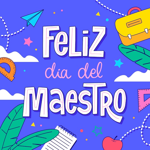 Hand drawn teacher's day lettering in spanish