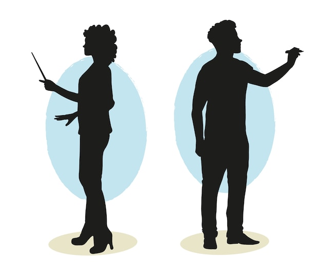 Hand drawn teacher silhouette illustration