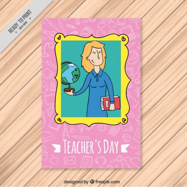 Hand drawn teachers day card