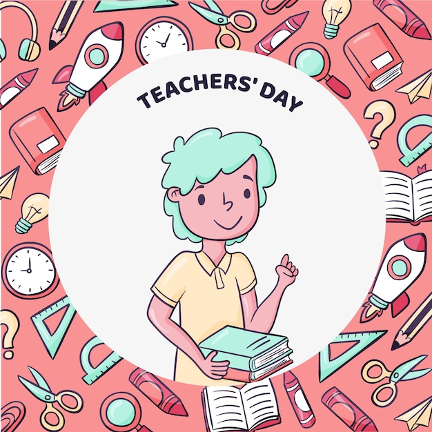 Hand drawn teachers' day illustration