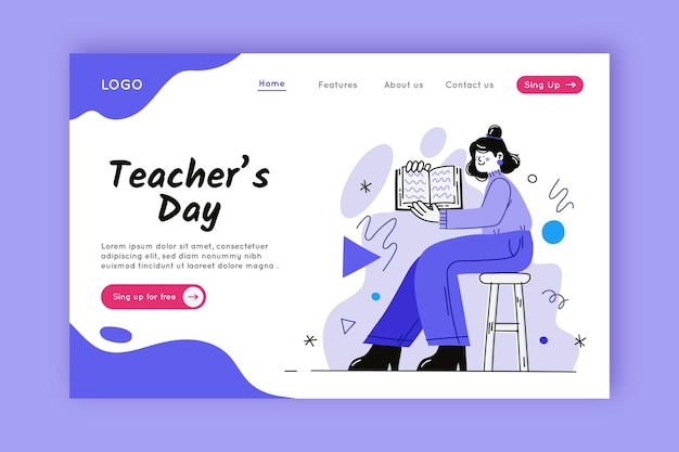 Hand drawn teachers' day landing page template