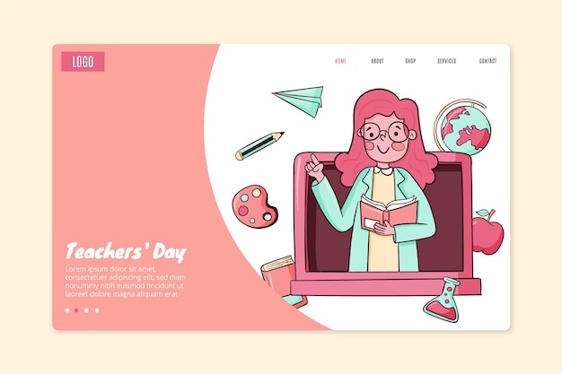 Free Vector hand drawn teachers' day landing page template