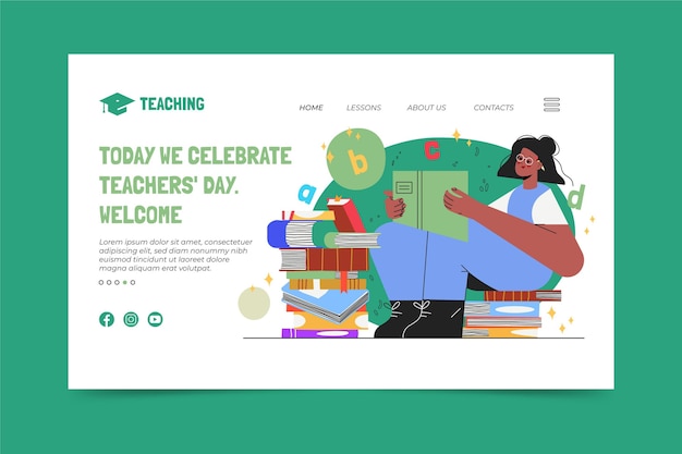 Hand drawn teachers' day landing page template