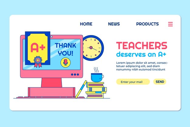 Hand drawn teachers' day landing page template