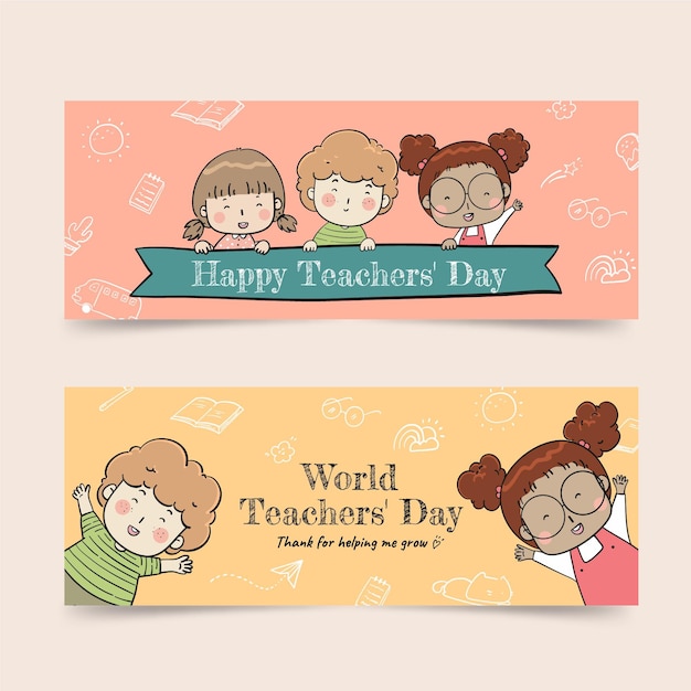 Hand drawn teachers' day social media cover template